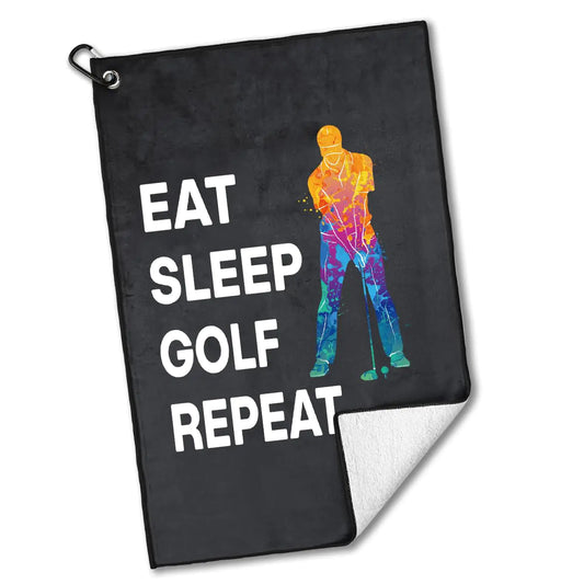 Eat Sleep Golf Repeat Polyester and Cotton Blend Golf Towel
