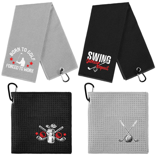 4 Pcs Golf Embroidered Towels (Black GreyClassic)