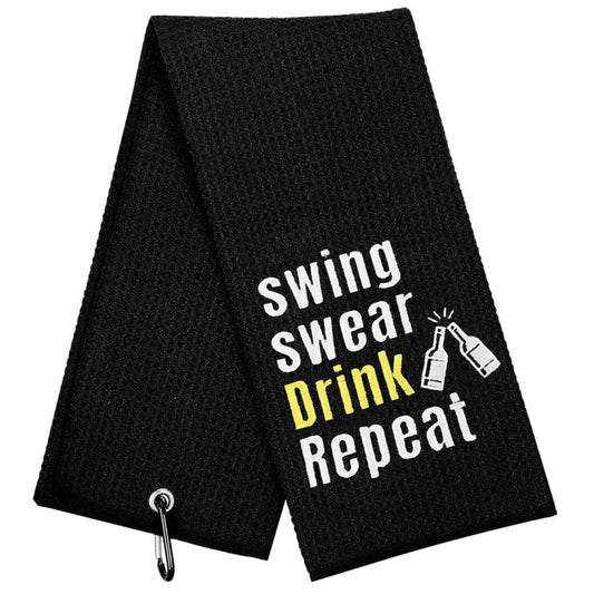Swing Swear Drink Repeat Golf Towel Embroidered